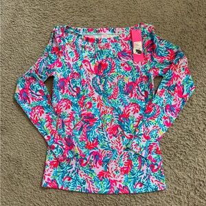 Lilly Pulitzer Multicolor Floral Long Sleeve Top - Pink, Turquoise, Navy